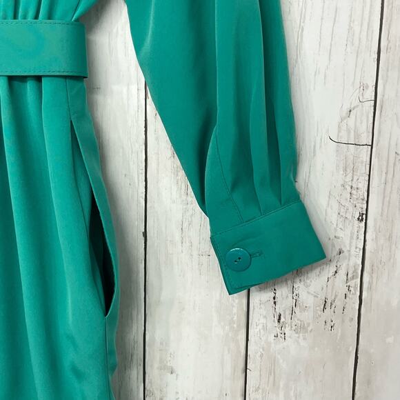 Vintage Talbots Long Sleeve Collared Button Up Belted Trench Shirt Dress Size 6 - Picture 4 of 16